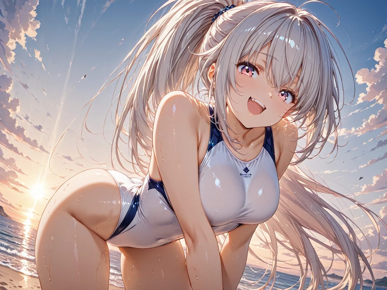 ????、(masterpiece, Highest quality, Super detailed:1.3), Perfect composition, 4K, (Very detailed, Super detailed), Sukesuke competitive swimsuit, ??????? face、High resolution, 8k Texture, Attention to detail, Very detailed肌の質感, Magnificent details, High Sharpness, One girl, (Fine grain:1.3), (25-year-old woman:1.3), (skinny), (Beautiful ???????),  City Hotel Room,smile、A pleasant looking face、Toned body、((Futanari))、An ????? ????? ??????????? into the ?????? and pointing upwards、((????? ???????????:1.5))、???????、Tears dripping from the tongue、Large ????????????????