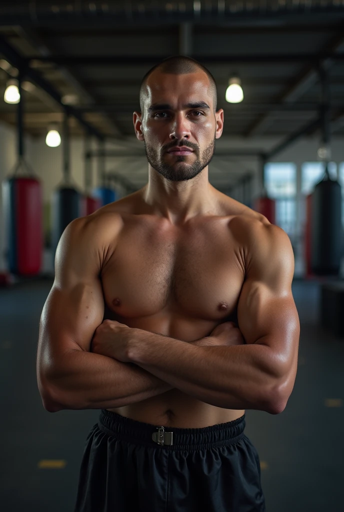 Jon snow, 20 years old,short hair,  grey's eyes, affiliated features, height 1.93, weight 90 kg, muscular build, broad shoulders, v-shaped body, tattoos of wolf in Arn