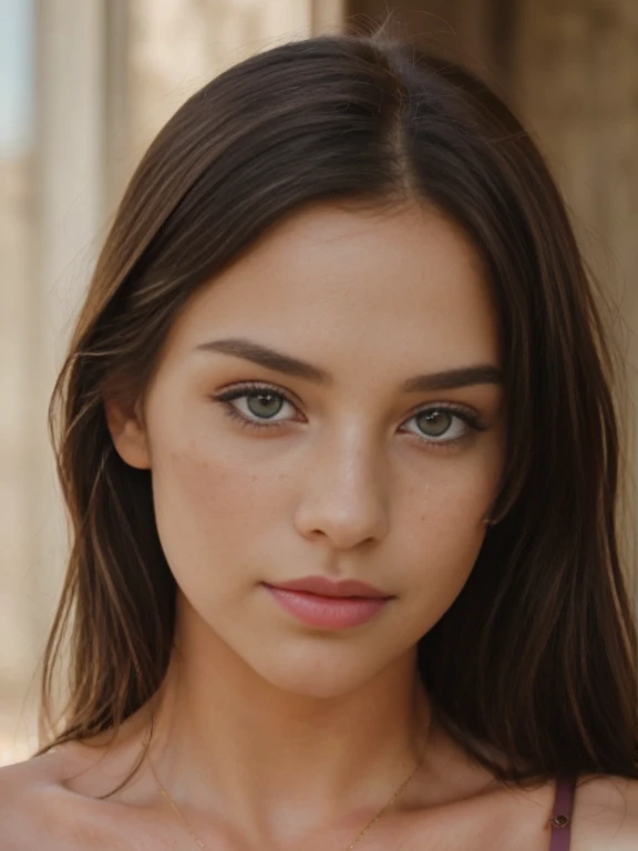 portrait visage, ultra high def, (photoreallistic: 1.4), seulement, Une belle fille, A  European model, 20 ans, well dressed, beau visage, maquillage naturel, photographie, photo iphone, Realstic, premier quality, delicate face, Low diffuse light, peau naturelle, 8K UHD, highly quality, grain filmique, iPhone, Sequenced RAW photo, face detailed, Slightly blurred detailed backgrounds, Hdr, photo realist, Photo professionnelle, flirter avec le spectateur, Fotorrealista, grosses lèvres pulpeuses, symmetrical face, yeux en amande, beaux yeux, cheveux bruns, piercing gaze, visage doux, details face