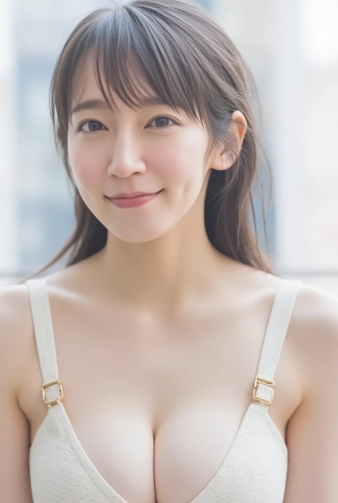  Highest quality, shape, Very detailed, finely, High resolution, 8k wallpaper, 完璧なダイナミックな構shape, Beautiful and exquisite,  Natural Lip, whole body, Navel exposure, front,bangs、University classroom、((())),Brown Hair、(Thighs)、The correct five fingers、Pleated skirt、Looking into the camera,smile,Fair skin