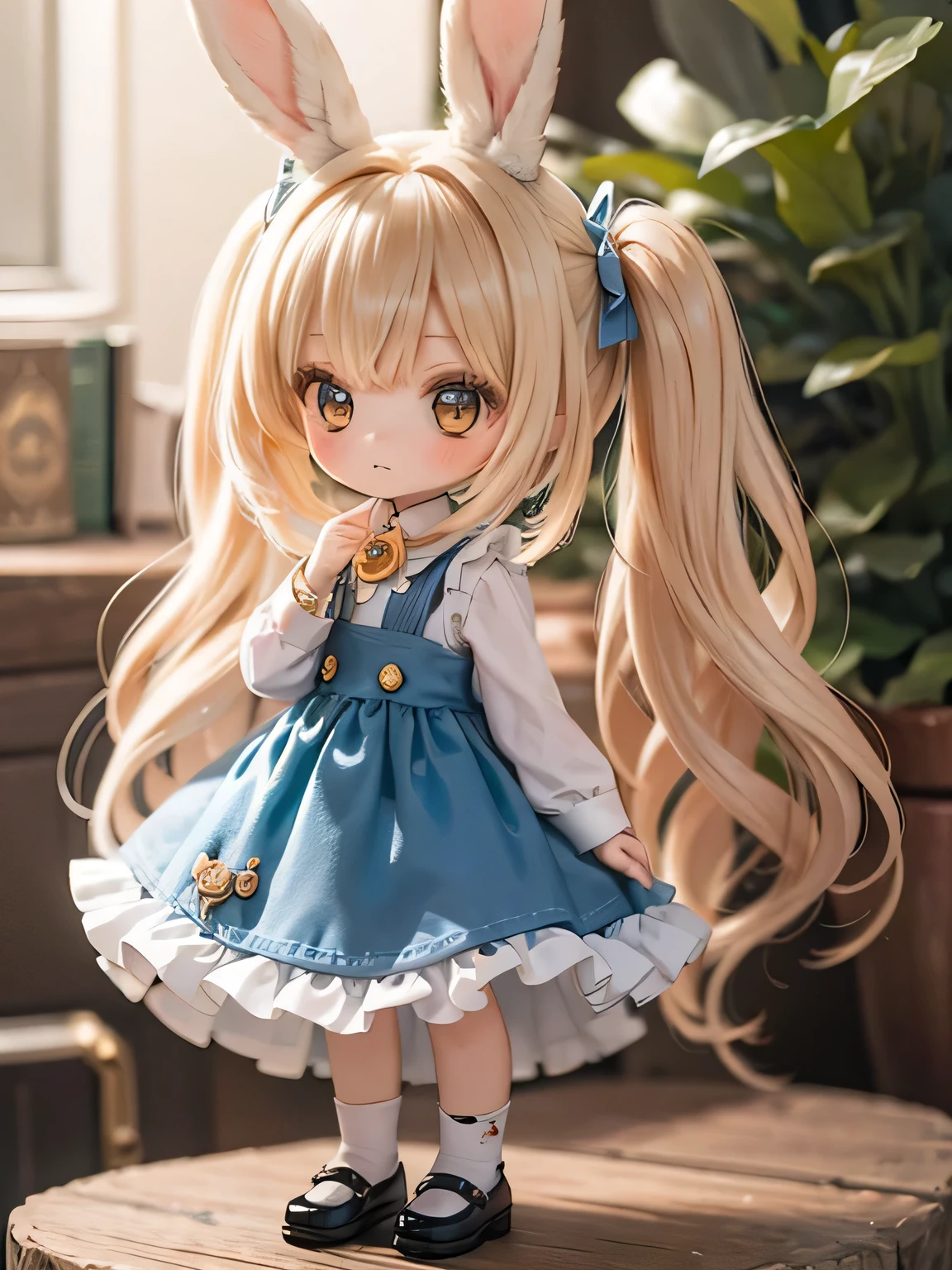 straight hair,blonde hair,white background,long hair,simple background,solo,1 girl,Cat ear,face forward.back view,double facepalm