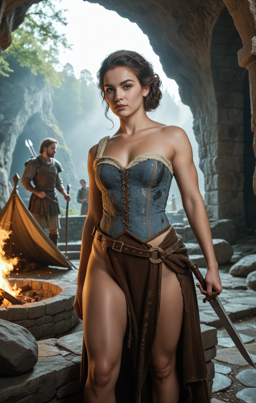 Foto RAW, Arya Stark, Extremely gorgeous lady, Arya Stark PLAYED BY MAISIE WILLIAMS, Queen Arya Stark, she  a mature woman now, milf,  mediaeval battle dress, gladiator woman, body, 40 years old Woman, body revealing costumes, perky , big natural ,  costumes, lusty physique,  figure can capture every people's attention, Game of thrones costumes, revealing captivating figure, Mediaeval costumes, revealing clothes, A tomboy, she would rather fence than dance, warrior queen , game of thrones screen caps, Game of Thrones Series, (pele altamente detalhada: 1.2), 8k UHD, DSLR, soft-lighting, alta qualidade, grain of film, Fujifilm XT3, flawless picture, highly detailed, detailed Beauty, intricate, 32k, sharp picture,