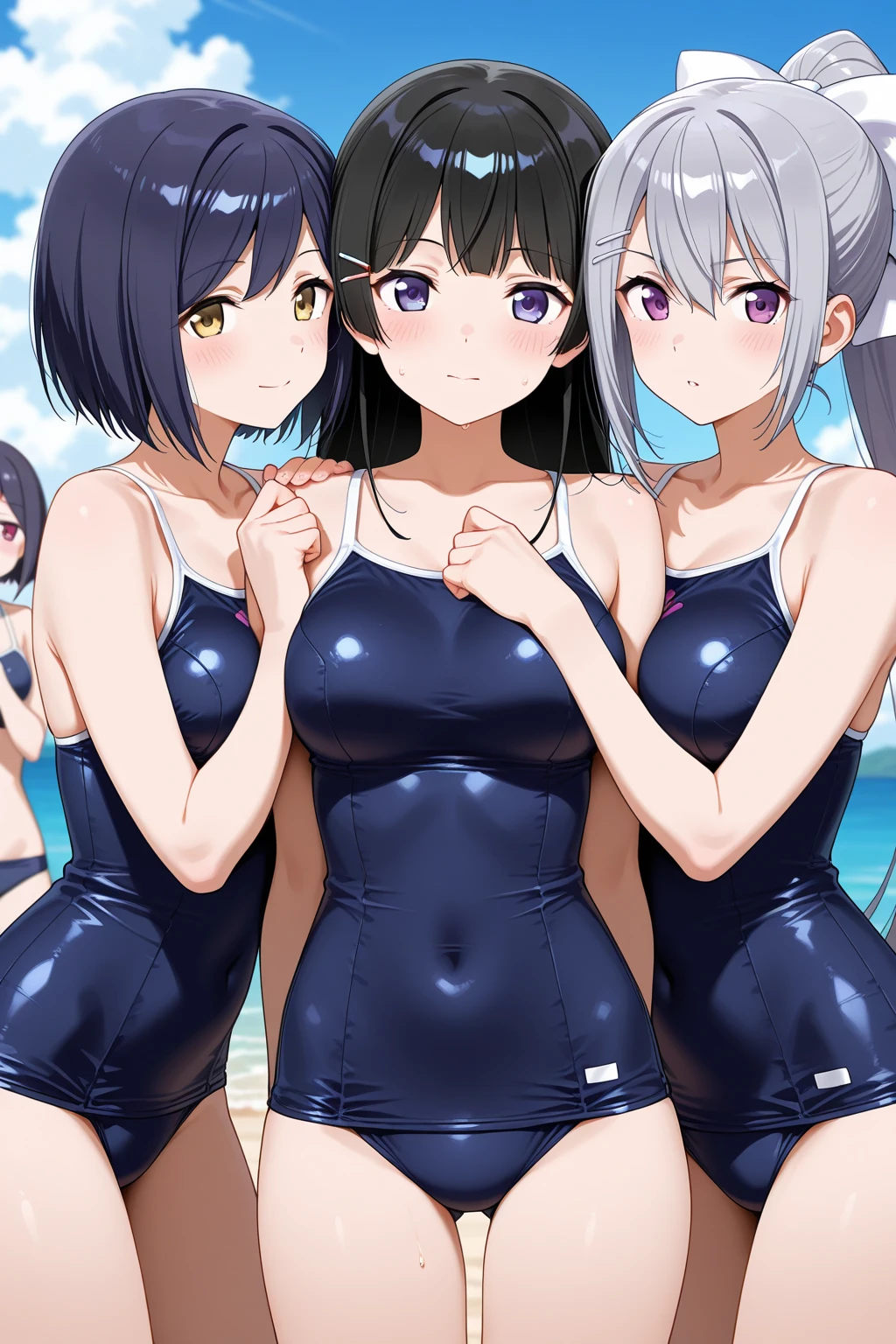 top-quality、Full limbs、complete fingers、Slender beauty、1 persons、School swim wear、swim wears、Ministry、bob cuts、In the middle of changing clothes、In the middle of taking off、embarassed expression