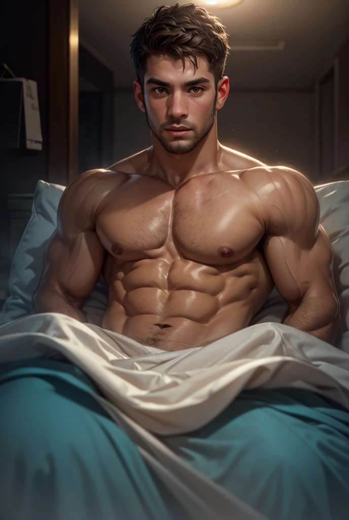 Best quality, realistic, award-winning illustrations, Full Body Display (Intricate Details: 1.2), (Fine Details), (Intricate Details), (Cinematic Lighting, Best Quality), Sharp Lines, Sharp Focus, Official Art, 16k, On White Background, (Man with Bad Smile: 1.3), A  Young Boss, A Man with Short Hair and Muscular Stubble with a Beard, Macho (Short Hair Beard Stubble: 1.3), Short Hair Inch, Smiling Look, (32 years old), Short Inch Hair, (Detail with Light Wrinkles on the Face: 1.2), (Mature Male Facial Detail: 1.2), Strong Male Features,  with the Camera. No top,  , revealing perfect  muscles and , only the lower body wearing completely transparent skin-colored tong, , thick, varicose veins, slightly shiny, slightly , seems to overflow, alluring faint overflow, extreme detail depiction, man poses for photos,  and , minimalist background, pose for photos. Full body display (transparent skin-colored  with vaguely revealing internal  structure: 1.7) (Extreme sexiness and : 1.5) (Full body display,  bulge, male : 1.9) (Perfect facial features of an Asian supermodel, : 1.5) sweaty, hot, hormonal bursts --auto --s2