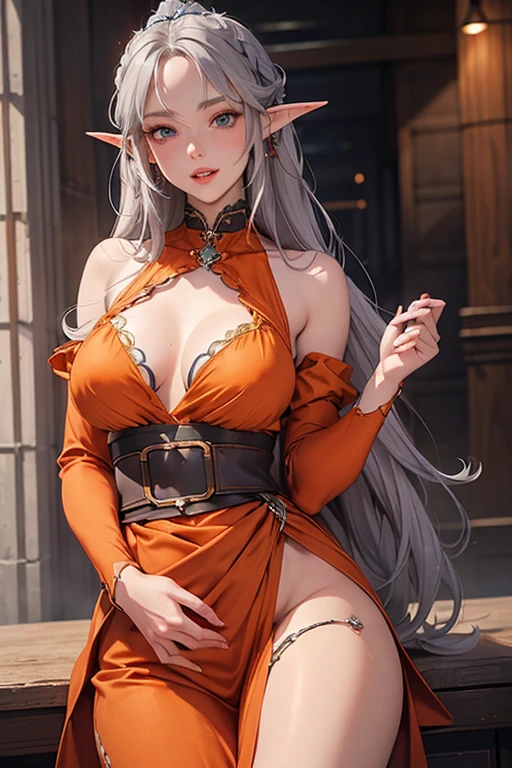 masterpiece, best quality, 8k, moralityetailed Skin Texture, Practical, moralityetailed Cloth Texture, Beautiful moralityetail Face, Intricate moralityetail, Solitary, 1 cute girl, Elf, Ultra moralityetailed, moralityetailed Hair, Long blond hair, Qi bangs, blush, No smile, (open eyes: 1.3, Green Eyes), (Eye Reflection: 1.6), (Smooth, Skin reflects light), (Slim, Fire Emblem Theme, Black and Red Garregmaq Monastery, Black and red military cap, Saluting action, Updraft), (Large Breasts (morality)),Low-cut clothing（Cleavage） thigh, Extremely gorgeous, Fire Emblem Style, Battlefield Background, moralityepth of Field, Side shot