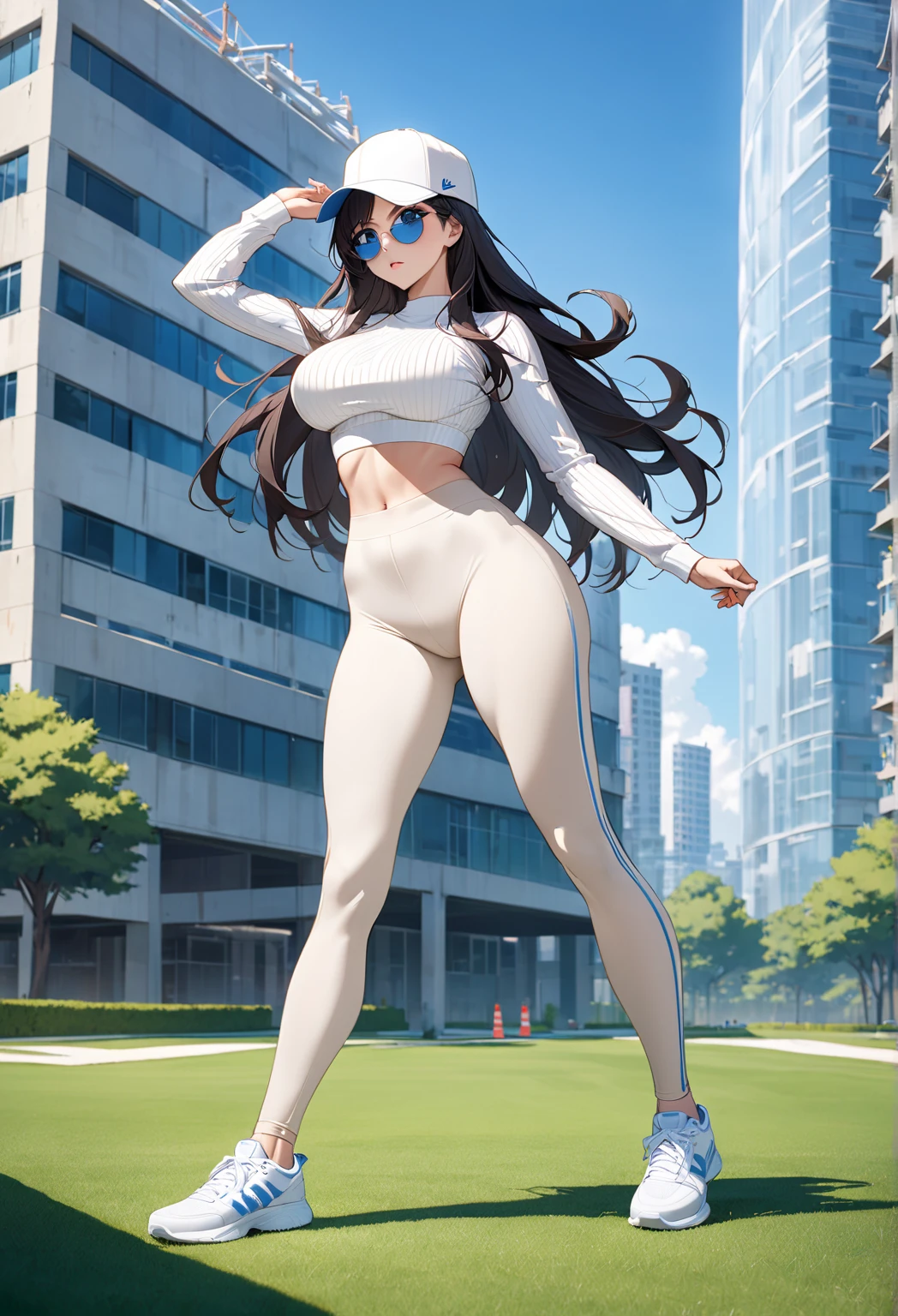 Top quality, 8K, Masterpiece, Close-up of a woman in tracksuit standing on a muddy floor, wearing black tight clothing, tight costume, wearing tight suit, skinny waist and thick , tight attire, wearing tight simple clothes, skintight black clothes, in spandex suit, cottagecore!! fitness body, Attractive body, two piece workout clothes, tight full body suit, sport outfit, huge , Thick legs and thin waist, Crazy swollen , Fitness model