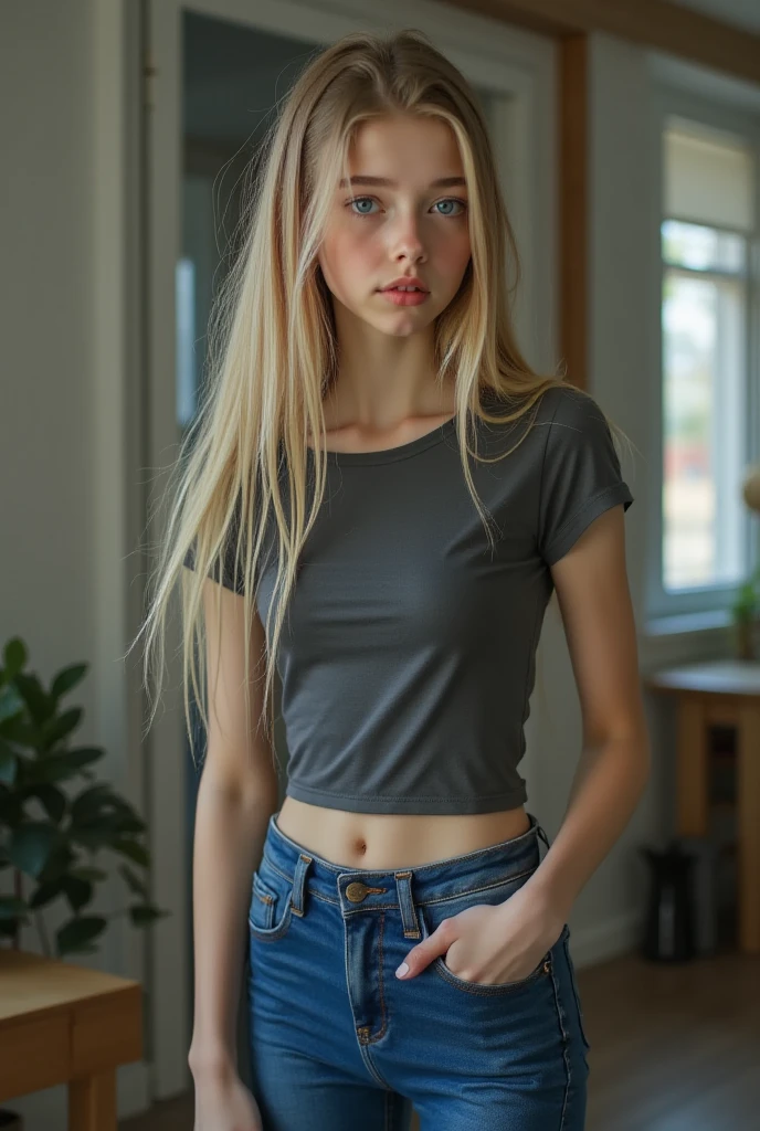 1girl 12 year old, solo, long hair,  flat chest looking at viewer, blonde hair,  shoulders, hazel eyes, jewelry, full body,  with camera, 1932s movie, pretty skinny legs