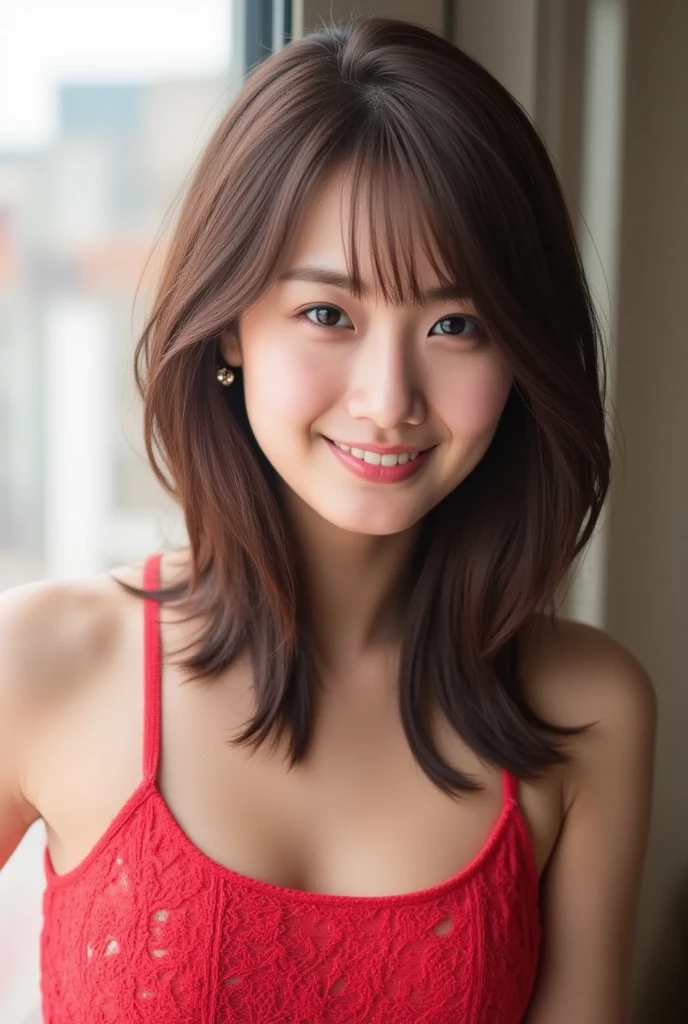 And conveys a gentle expression、Portrait of a young and cute Japanese ...