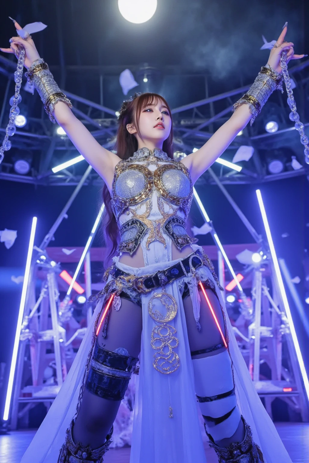 8K、Big breasts Very detailedな、masterpiece、Highest quality、(Very detailed)、Dynamic Angle、Mysterious look、Wind effects、Fantasyの背景、Rim Light、Cinematic Light、Ultra-high resolution、8K えー、Film Grain、Best Shadow、delicate、to be born、Particles of light、Fine skin、Detailed Armor Textures、Detailed face、Complexディテール、Very detailedな、Shine、A powerful deception、Silver Armor、(Have a weapon)、Slashing、Slashing Action、Big and ample breasts,Scapula、Shine目、 Long Cape、Fantasy、(to be bornきto be bornきとした)、Pauldrons、Complex、Complex、Perfect lighting、Looking at the audience、Cinema Lighting、fly in the sky、Flight、Holy Light、wonderful、bangs、that'the wind is strong、Frozen Mountain々々、Wavy black hair、The Lich Queen,sexy,charm,Short Bob,An elaborately decorated breastplate,