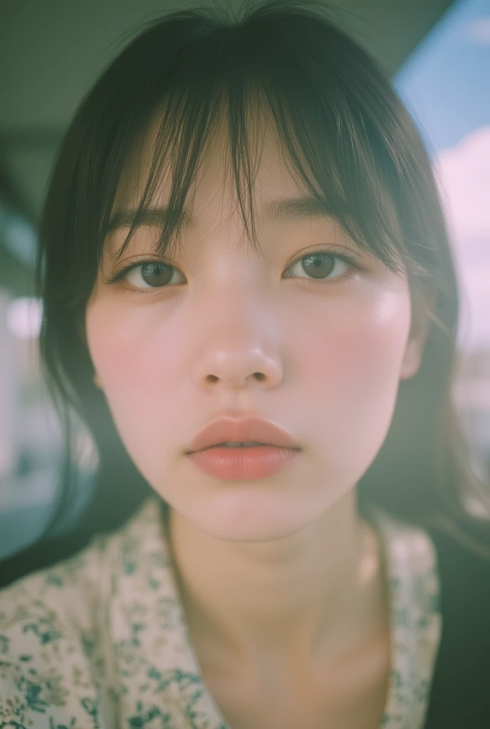 1girl,,waterfall background,wavy hair,white skin,blond