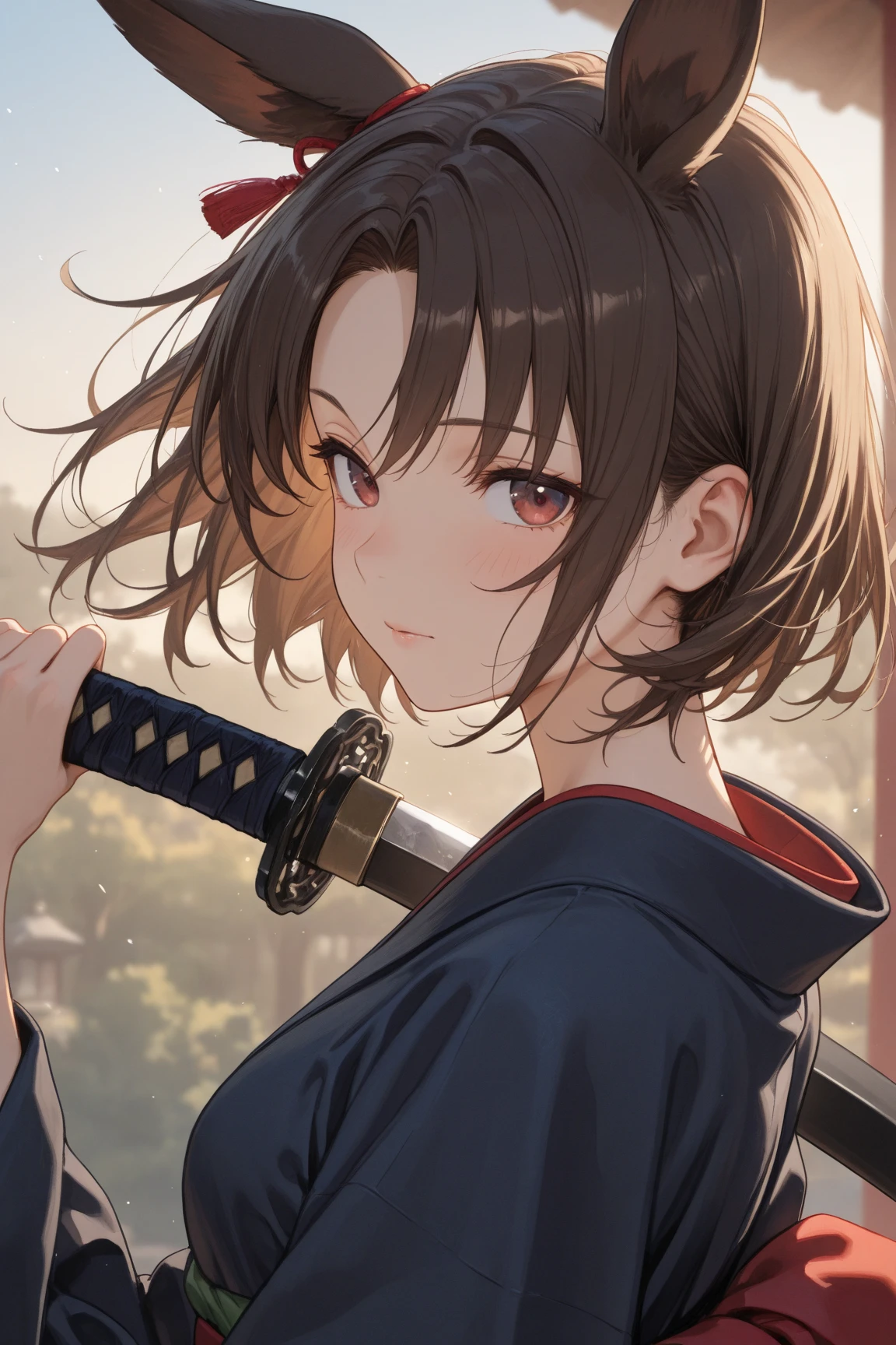 (((((roll up bandage sideways on a  chest tightly to cover the chest without gaps))))),  (((bandage samweways))),, ((Japanese Gangster BOSS)), adult woman with the dignified presence, Killing Qi, wear nothing around shoulder, wear nothing around neck, wear the kimono, wear it below the waist, I wind it up to control it, and to attach it,  ((kimono come off)) ,wear the kimono multiple times,  shoulders and the clavicle, black and gold kimono, put on over jacket of kimono, (((holding a japanese sword, The handle of the sword, long sword))), low angle, whole body, anime character, Glaring, off sholder, Excellent, can see both shoulder, long kimono hem, small face, big tattoo on the arm,muscular,drink sake, The kimono is spreading,ultra-detailed,super beautiful,Masterpiece,Killing Qi,Intimidation, a person,Selfish person,Ginkgo biloba pattern,Under the trees with autumn leaves,tall,Imposing,colorful kimono