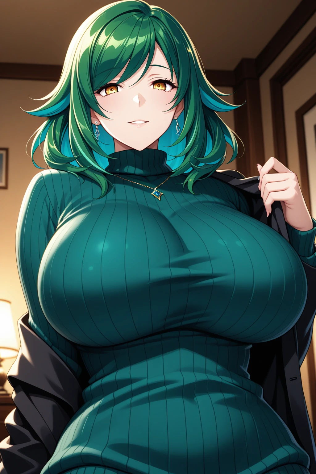 <lora:TatsumakiV4:0.7> tatsumaki_mogudan, ,  standing, solo, arms_behind_back, starry_sky, black_collared_dress_long_sleeves_highleg_pelvic_curtain,, masterpiece, best_quality, detailed_face, detailed_eyes, highres, beautiful, detailed, absurdres,