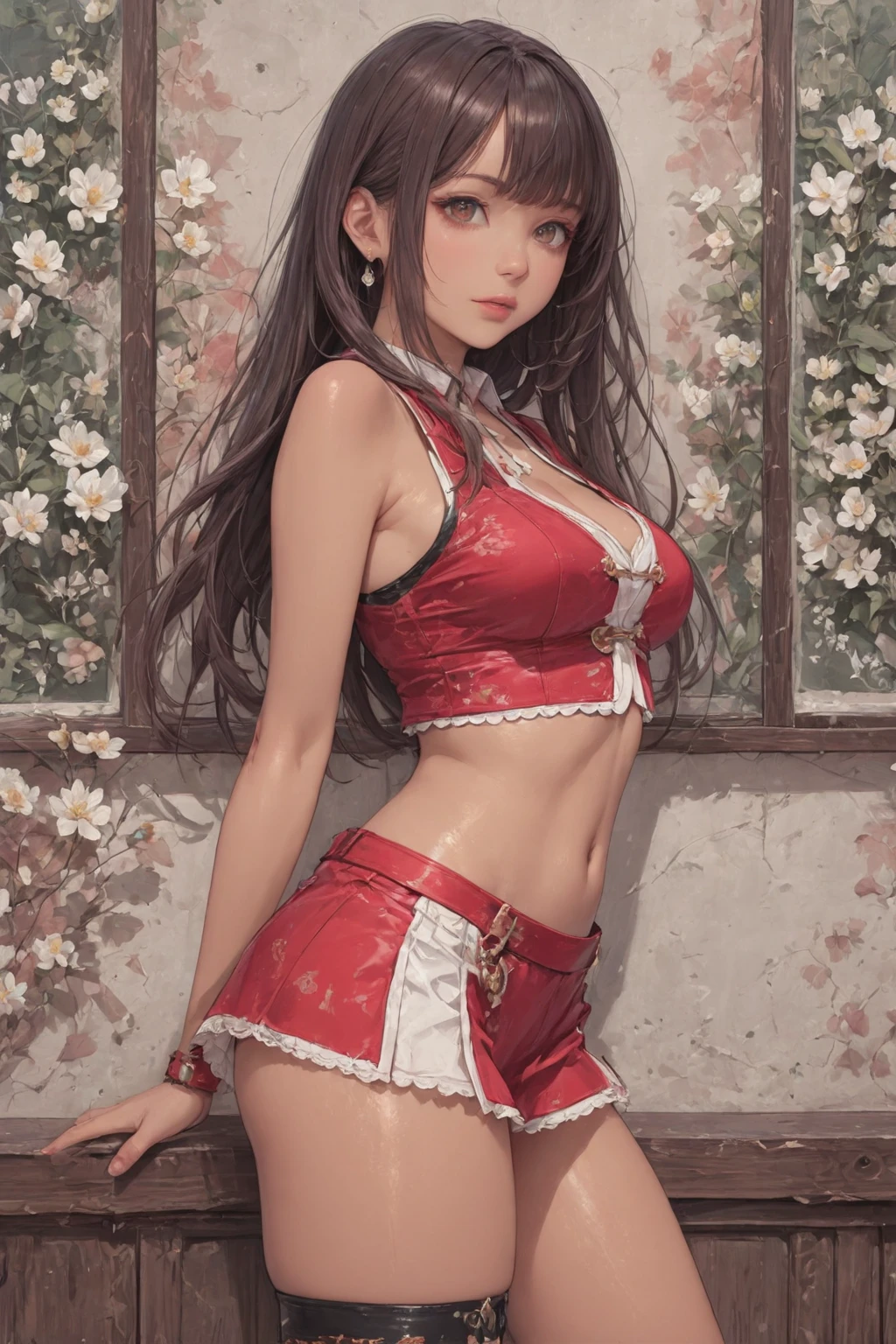 ((Best Quality)),,((photo realistic)),((Absurd resolution,Ultra High Resolution,Highly detailed)),(Highly detailed face:1.2),(starry sky),natural lighting,1girl,((Japanese woman)),(metallic eyeshadow),m3tallic,(makeup),(mature female),(beautiful detailed eyes),(brown eyes:1.2),(pink fundoshi:1.3),(fun-roku),feminine,((beautiful)),(pretty face),((cry)),(open mouth:1.2),((big bulge)),(( peek)),detailed skin,(Pubic hair),(:1.4),(bushy eyebrows),straight eyebrows,Low eyebrows,(thick lips:1.3),(Glossy lips),(lip stick),((blush)),(athletic body:1.4),curvy hips,wide forehead,braid,Perfect ,(flat chest:1.6),(Black medium hair), ,head accessory,star accessory