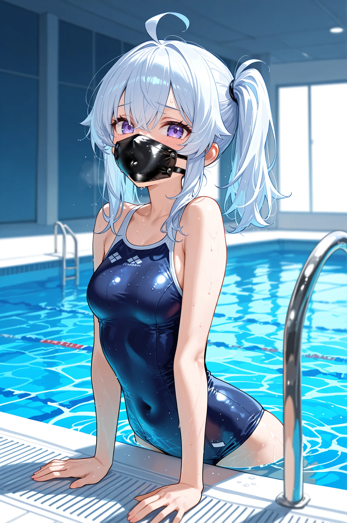 masterpiece, high quality, extremely detailed, 1woman, solo, 4K, Masterpiece, highres, absurdres, edgBunny, a woman in a black bathing suit posing,wearing edgBunny,