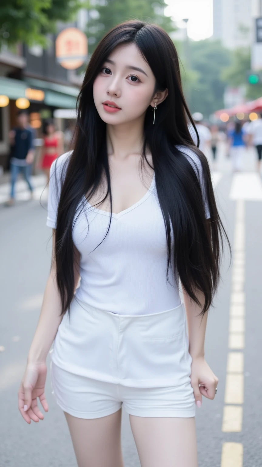 Shining, clear, white skin、Her windblown black hair hides her beautiful face.、huge、Sexy beautiful face of 28 years old、Beautiful straight hair that stands out、growing up, glowing light brown eyes、Sexy long silky bangs covering the eyes, Sexy young woman with super long hair hiding her sexy face、Shiny black hair、(((Sexy Woman)))、The cleavage is visible,Red sexy dress