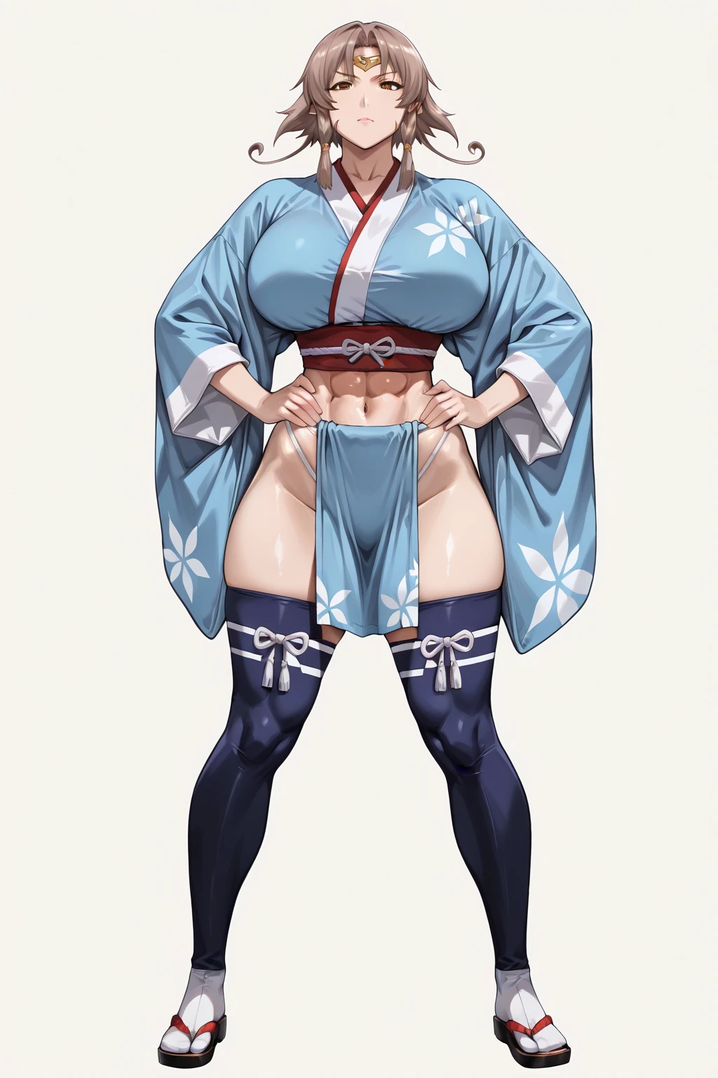 (masterpiece, bestquality, ultra-detailed, 8K high resolution, artstation on trending, Detailed Design), (safe for younger audiences, safe for children, safe for kids, safe for work, safe for public), 
wind, 
(flat design, ligne claire, photorealistic, anime screencap:1.5), 
(1girl, fullbody, looking at viewer, front view), (standing contrapposto pose, ???????????, Hands on ????), 
(white background:1.5), 
impossible clothes, extremely gigantic saggy ???????, impossible gigantic puffy ???????, cool girl, (fantasy samurai costumes), skinny