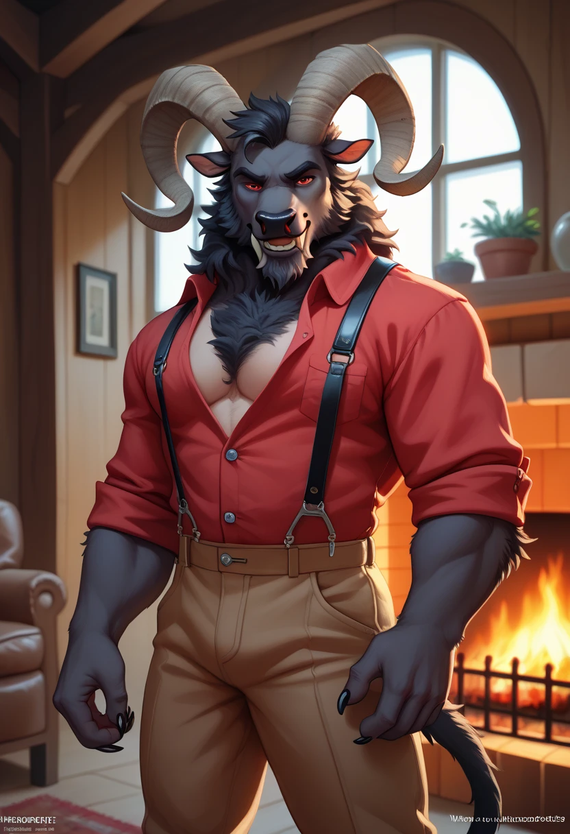 solo, breath (ultra detailed), a beautiful and detailed full size portrait of a male anthro batzz, demon lord dragon batzz, dragon tail, green eyes, glowing eyes, black body, black skin, long hair, red hair, horns, scar, tail, bedroom eyes, detailed eyes, big body, sexy body, (wide body). goddess, kenket, Ross Tran,ruan jia, trending on artstation,foxovh, cenematic lighting, front view, vip, buff, big pecs, muscular anthro, spike arms, strong legs, ((big pecs, , big pecs, blue shorts, bulge))), day, wet, front view, sitting on bed, arms behnd head, , bedroom, sweating, open mouth, angry
