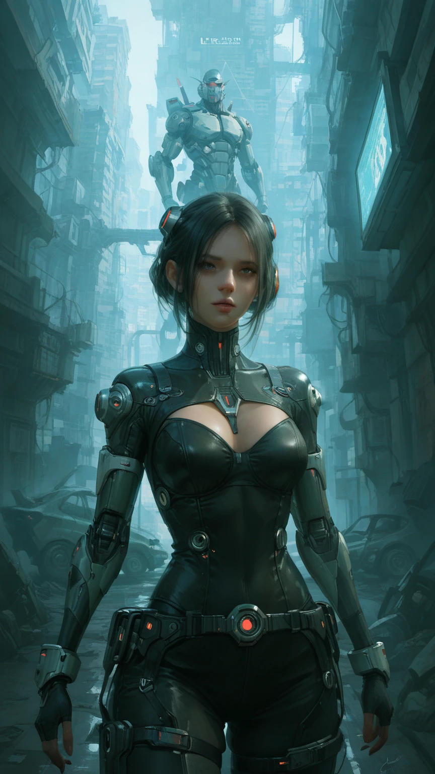 1 menina mecânica, ((detalhes super realistas)), retrato, global illumination, Sombras, octane rendering, 8k, super sharp, Metal, complexa, ornamental detalhada, cores frias, Egyptian details, detalhes altamente complexos, luz realista, CGsociety trends, olhos brilhantes, facing camera, Neon details, mechanical limbs, blood vessels attached to tubes, mechanical vertebrae attached to the back, mechanical cervical vertebrae attached to the neck, corpo inteiro, wires and cables attached to the head, (meias de calcanhar), (sangue vermelho), (armadura preta), (osso transparente), postura sexy provocante