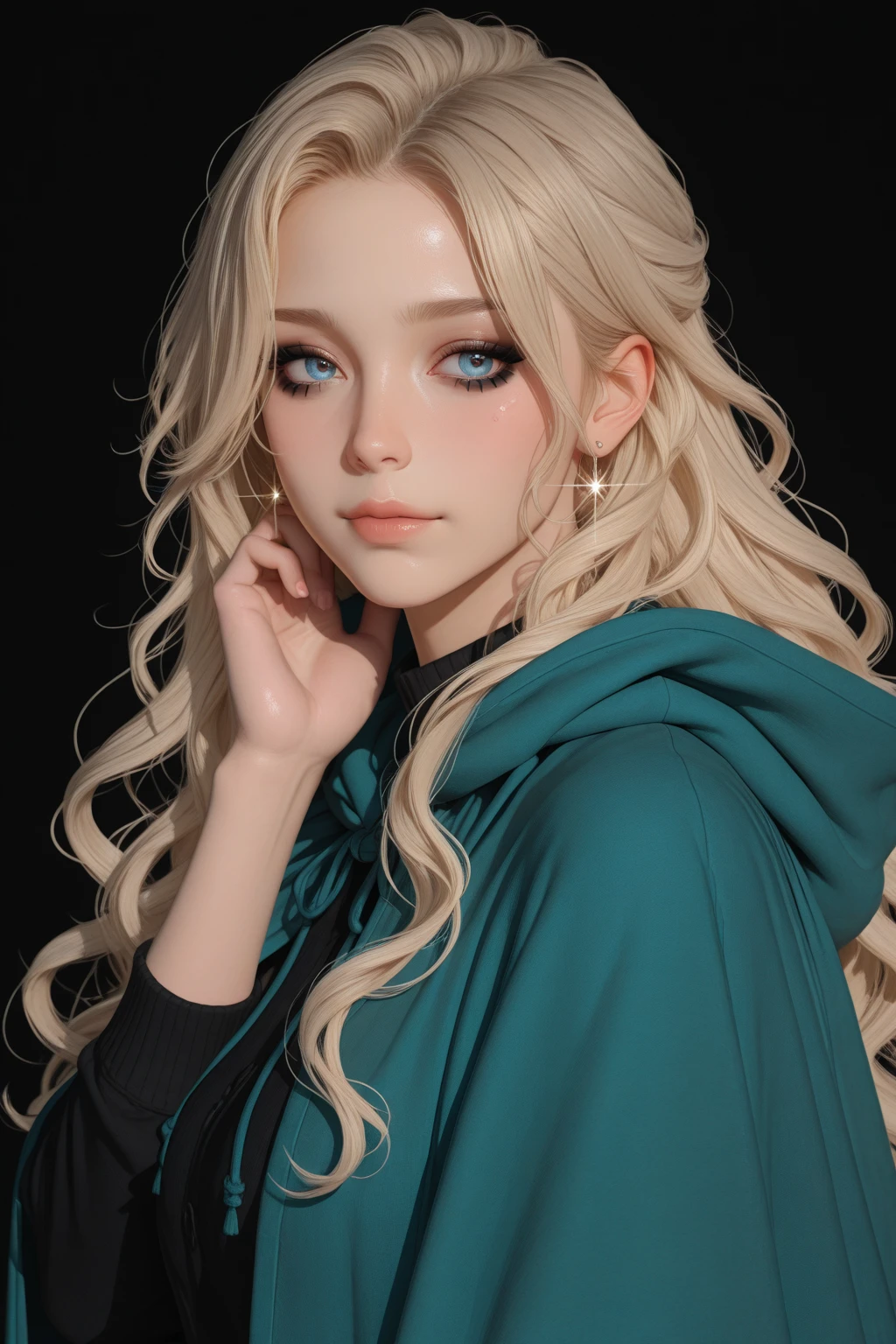 The bedroom door opens abruptly, revealing the surprised figure of Luke's girlfriend. [novel, portrait, emotion: surprised, girl, long hair, green eyes, dynamic pose, soft light, cinematic effect, photo-realistic]