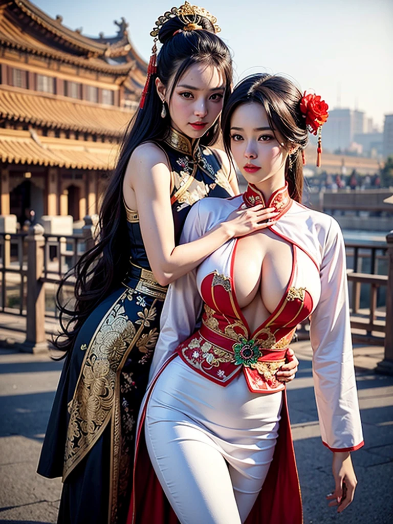 Beauty Chinese ancient style fox ears，Nine golden tails sprouted from his butt，stunning and beautiful，Sexy figure and  butt，CG animation，Ultra-realistic textures and ultra-high resolution， RAW photogr， tmasterpiece， hyper-detailing， 8K， hair in full detail， A high resolution， Best quality， 超A high resolution， The face and eyes are very detailed， （realistically：1.4）， looking at viewert， ssmile， Cute big breasts， （ray traycing：1.4）， （long leges：1.4）， Best quality， tmasterpiece， a plump buttocks， Complete details， Big breasts are beautiful， （（Hair is okay）） ， （（（18yr old）））， Thin lips， largeeyes， High- sharpness， Attractions， eBlue eyes， Slim waistline， 8K， 16k， A high resolution，
Information ancient chinese background elements