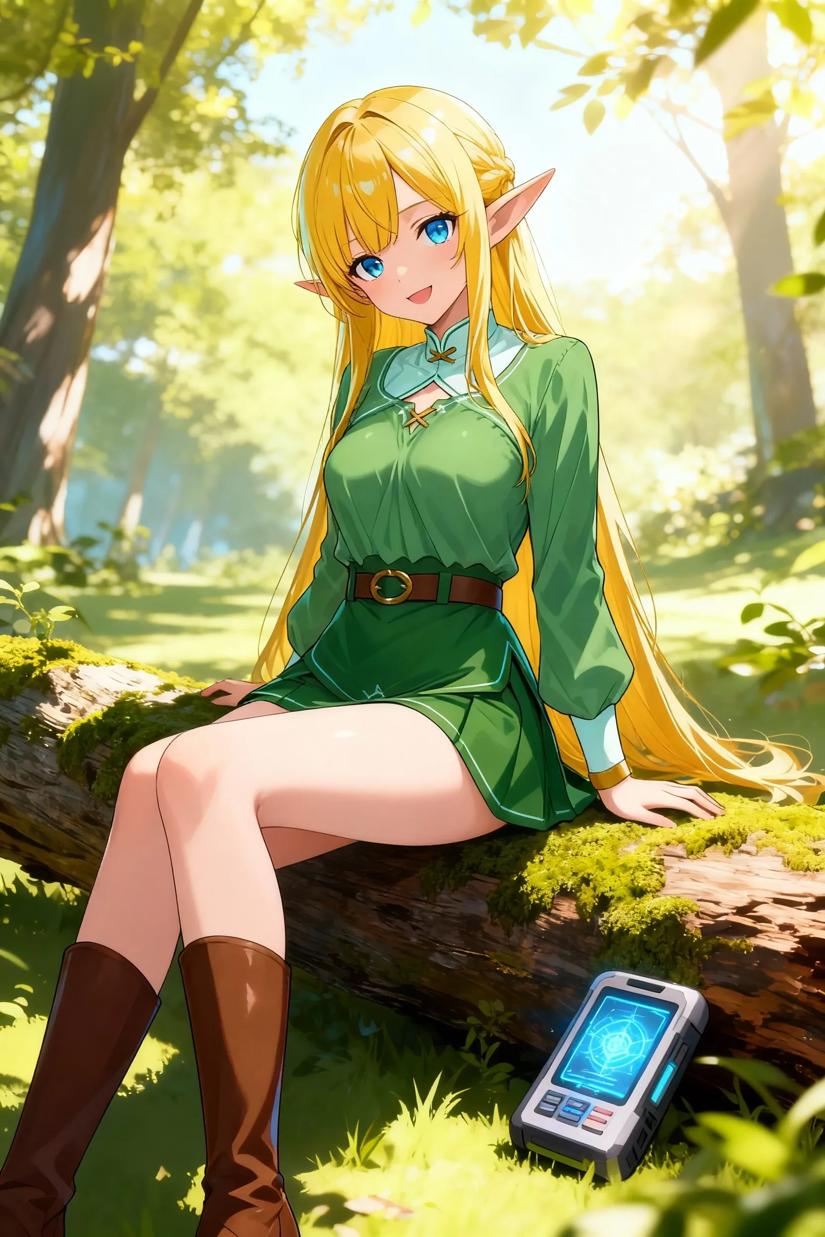Zelda ((masterpiece)), (illustration), ((best quality)), rainbow color, high resolution illustration, Amazing, highres, intricate detail, extremely detailed CG unity 8k wallpaper ((zelda)), small ??????, ?????, Long blonde hair, infatuation, (green eyes), ????, moonlight, night, lying in bed, ???? short skirt, no panties