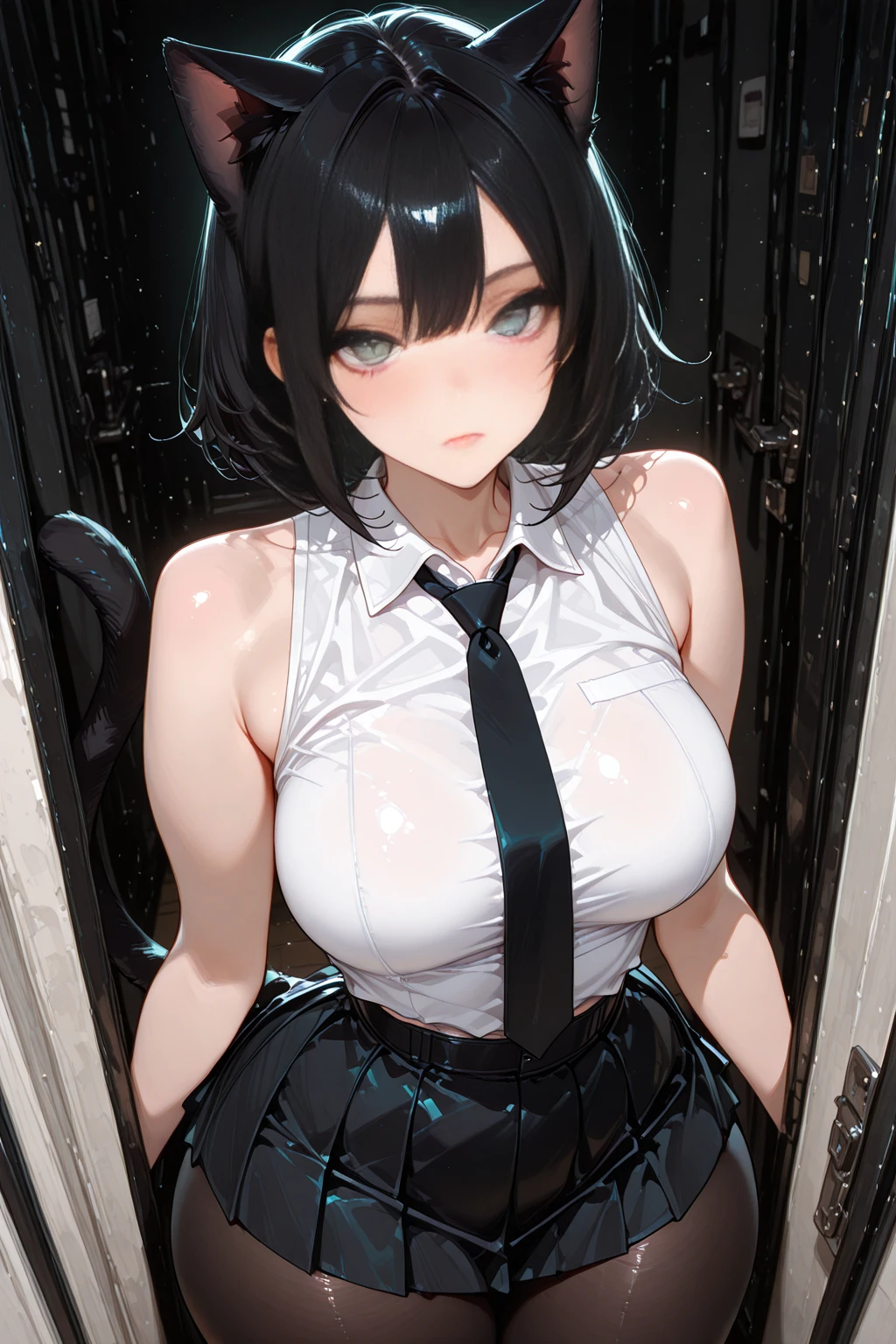 1girl, duo, 1boy, Yumeko Jabami turned into a , artificial rubble white skin, lifeless doll-like eyes, artificial white wax skin, shiny wax body texture,  wax, skin made of wax, shiny wax skin, Yumeko lifeless waxed eyes,artificial looks, Slave necklace and leash, YUMEKO getting ,  inside of her , mouth open, arms tied up above her, helpless and  expression as she is frozen in  last moment, , she is turned into a , as she looks completely pleased, enjoying her state, curvy body,  as she , rolling eyes, completely .
