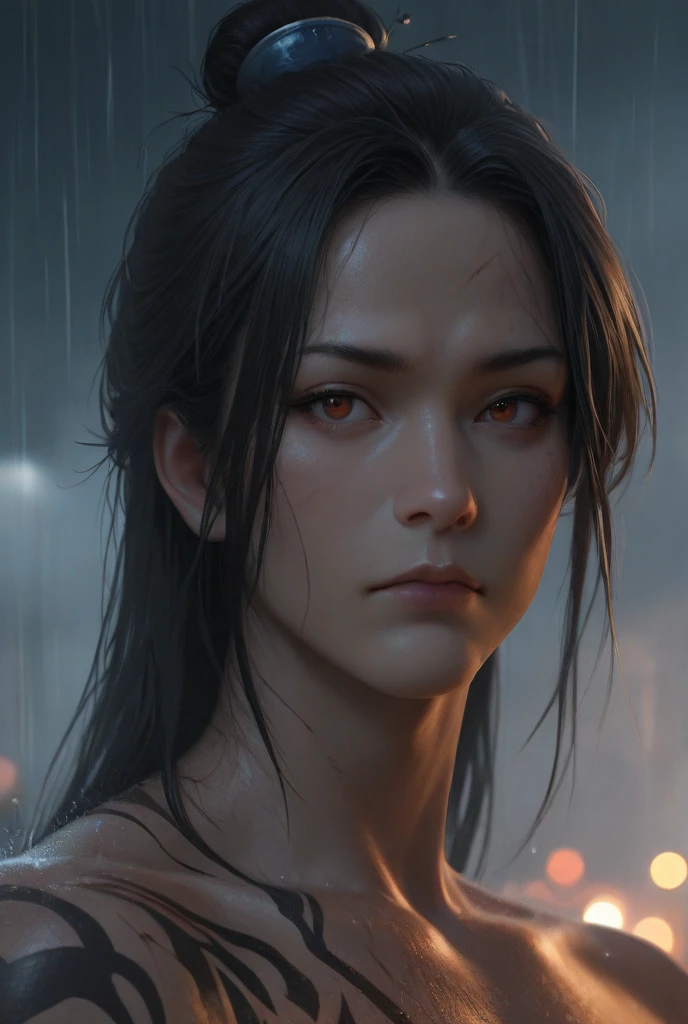 Night scene, close-up photo of  nun, small breasts, bathing near the waterfall, body soaked in water, lean cheeks, wet hair, chin up,  face, , stones, pure water, cleavage show, water on the body, realistic pores on the body, look up at the sky and smile, black ponytail hair, (blue eyes: 0.8), beautiful adult face, 20 yo, soft volumetric lights, (backlit: 1.3), (cinematic: 1.3), intricate details, (ArtStation: 1.2)