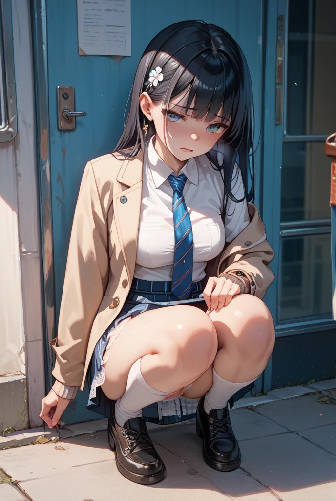 pieces fly,masterpiece,highest quality,Super detailed,High resolution,High resolution,8K portrait,unity,8k壁紙のHigh resolutionCG,unity 8k wallpaper,cute type,a bit:1.5,upon:1.5,Highly detailed CG unity 8k wallpaper,realistic,real person,cute type,a bit,portrait photography,shiny skin,High resolution,(16 years old:1.3),(1 girl),beautiful clear eyes,very detailed explanation,delicate face,nice lips,slender body,thin waist,thin foot,(city road:1.6),cute type,perfect face,seriously,(blush:1.5),(cute:1.5),(black bun hair:1.3),((??????????????:1.3)),same,(school uniform:1.2),((clothing lift:1.5)),(I have ???????:1.2)、detailed explanation,??????,??????を表示,spread,foot,spread、((??????内で??:1.5))