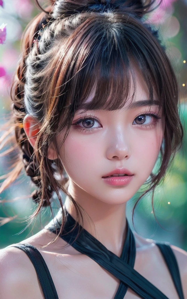 , 8k, High-level, absurd, masterpiece, best quality, primitive, very detailed CG, very detailed wallpaper, perfect lighting, Extremely detailed (((The personifying " Star Wars " as a Little Girl))), MysticSight, Tyndall effect, Tyndall scattering, Studio gray background with (many Dazzling RainbowColor particles BokeH:1.28), (RoundlyButts, ThighGap), (:0.4), ( with looking ahead), BREAK (NOGIZAKA face variations) Extremely Detailed very KAWAII face variations, perfect , Childish, captivating gaze, elaborate detailed Eyes with (sparkling highlights:1.28), long eyelashes、Glossy RED Lips with beautiful details, Coquettish , Rosy cheeks, Radiant PearlSkin with clear transparency . { (Dynamic LifeLike expressions:1.4) | :d) }, (large eyes:-1) .