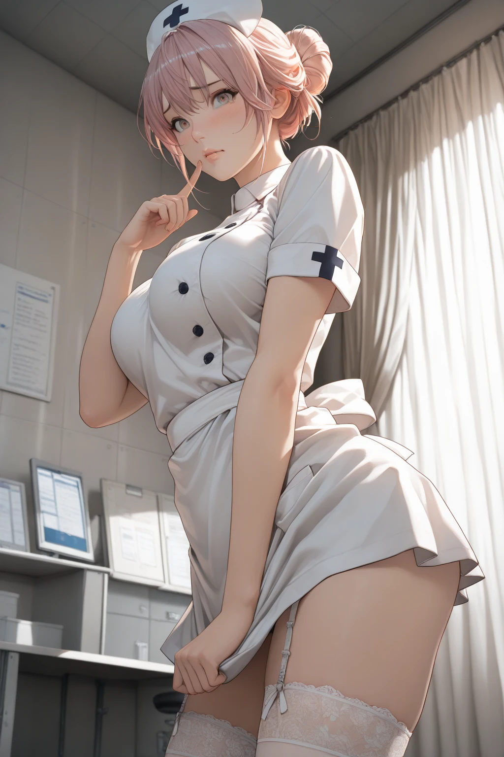 smile、underboob、polo、A glossy look、、blush、shy、８K, highest quality, masterpiece,、、super detailed、random angle、random hair color、random pose、、embarrassed expression、blush、whole body visible、random color 、、、sweaty、random hairstyle、room、Blush