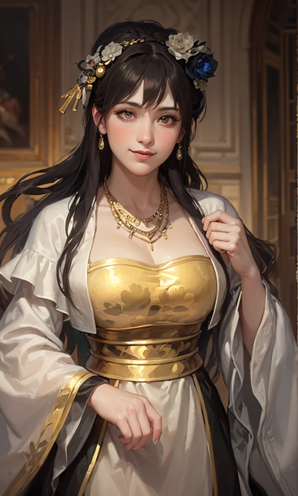 Black Hair, Immortal, Beauty, Royal sister, Stepmother, Gold Yellow Taoist robe, Golden Phoenix Coronet, Hair Bunch, Big breasts, Mature Woman，Sunshine