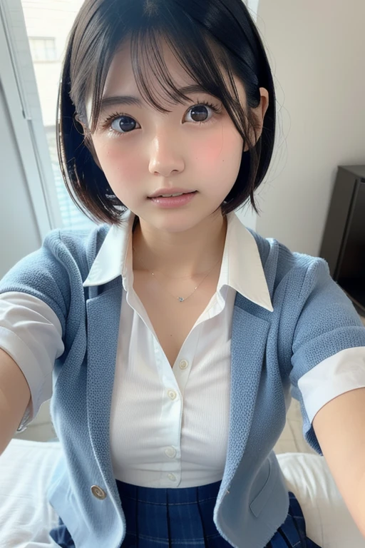 (1 Girl)、(Beautiful Japanese、18years old,round face、Refreshing、clear、seems kind、stylish、Pitiful、cute like an angel、cute、black eyes、,actress,Almond-shaped eyes), Good style , (Beautiful :1.2),(soft ),(very cute),(Black hair),(short bob hair),(enchanting eyes),(highlight on eyes:1.2)、(8K、Live shooting、highest quality、masterpiece:1.2、optimal lighting)、((masterpiece)),(Photo taken by a professional photographer),(real、photo real:1.4),break,{ (pink nurse costume),(((taraditional nurse uniform))),(pink nurse ),(( pantyhose)),(:0.7)},(Shy:1.4),(tears:1.4),(cheeks are red:1.2), break, break,Hospital,Face shot:1.3、Hospital corridor、Looking at viewer, face close-up,from below,