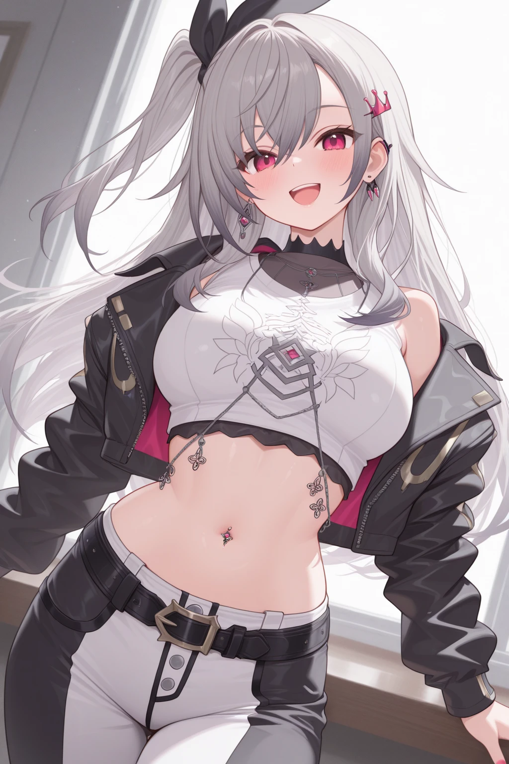 (Super detailed、Ultra-high resolution、Detailed Background)、((Flat Color))、((colorful))、((浮かぶcolorfulな水))、1 female、break、body paint、Feminine beauty、Warm body type、Medium chest、Sexy Random Pose、Angle view from below、
Long Hair、Silver Hair、 dress、、Sexy uniform showing the underside of the chest）、(((Underboob)))、Blackpink's Lisa 'Paused'