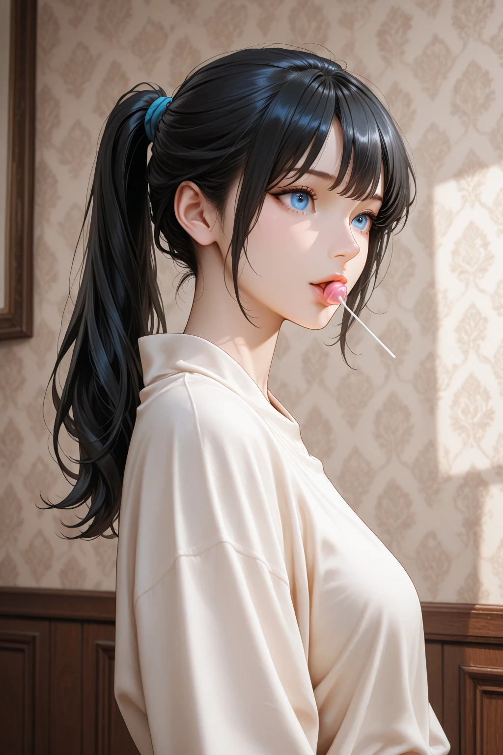 A close up of a woman sitting at a table with a laptop - SeaArt AI