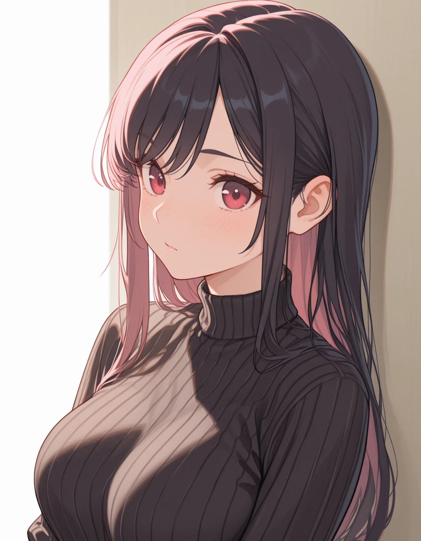 employment,D cup，fit，Black long skirt，Tights，Pants，shirt，Western Metal，Hell Whisperer Style,Lots of pink hearts，background，Height Rendering，Delicate face