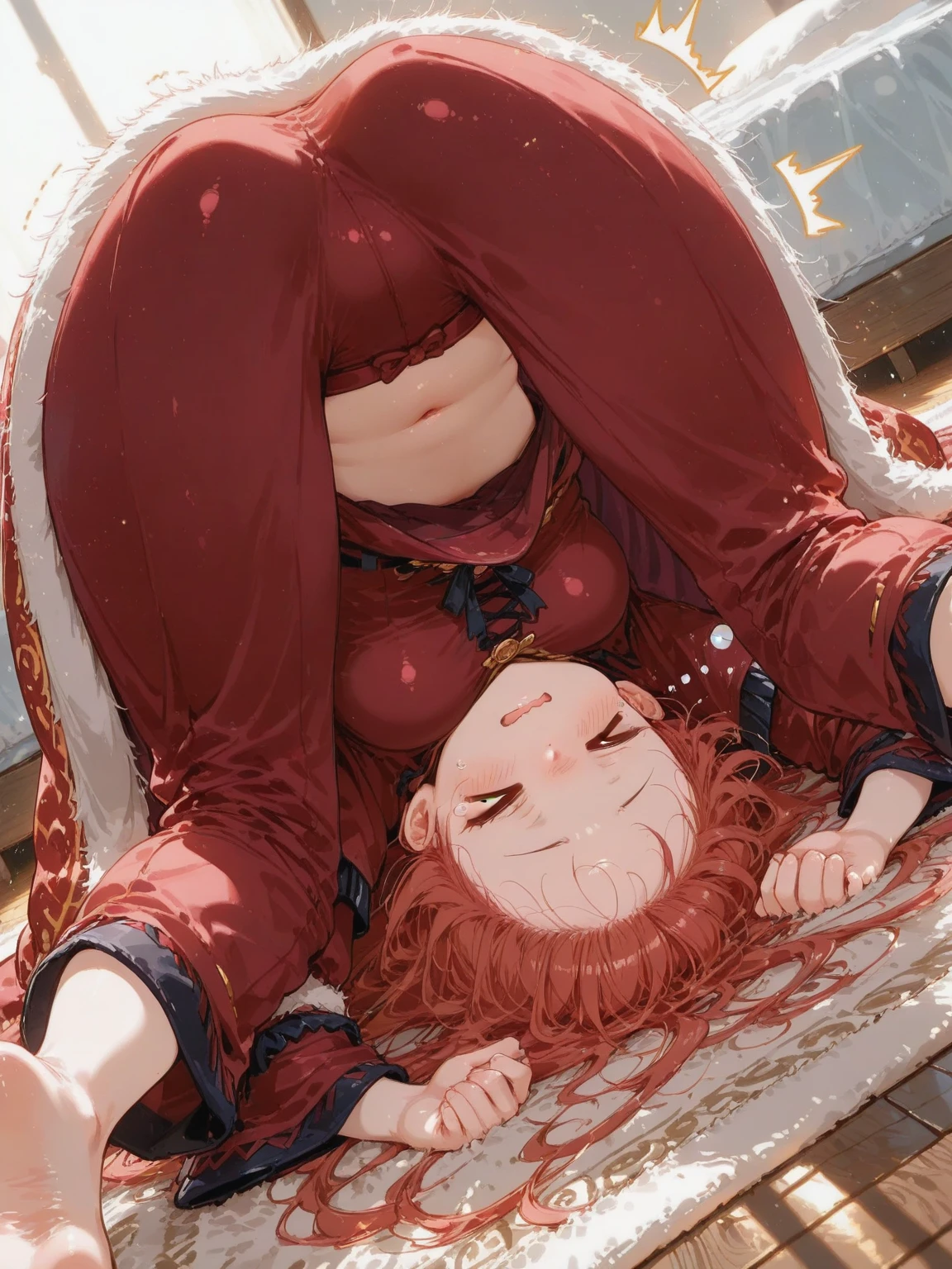 10 year old girl ?????????, Realistic bloomers made from patterned cotton fabric, Medieval one-piece dress with panniers, Fabric Realism, Low - Angle, I see bloomers, Pull up the dress by hand, Strong winds, Translucent slip, Translucent slip, tights, Highest quality, ?????? close-up, whole body
