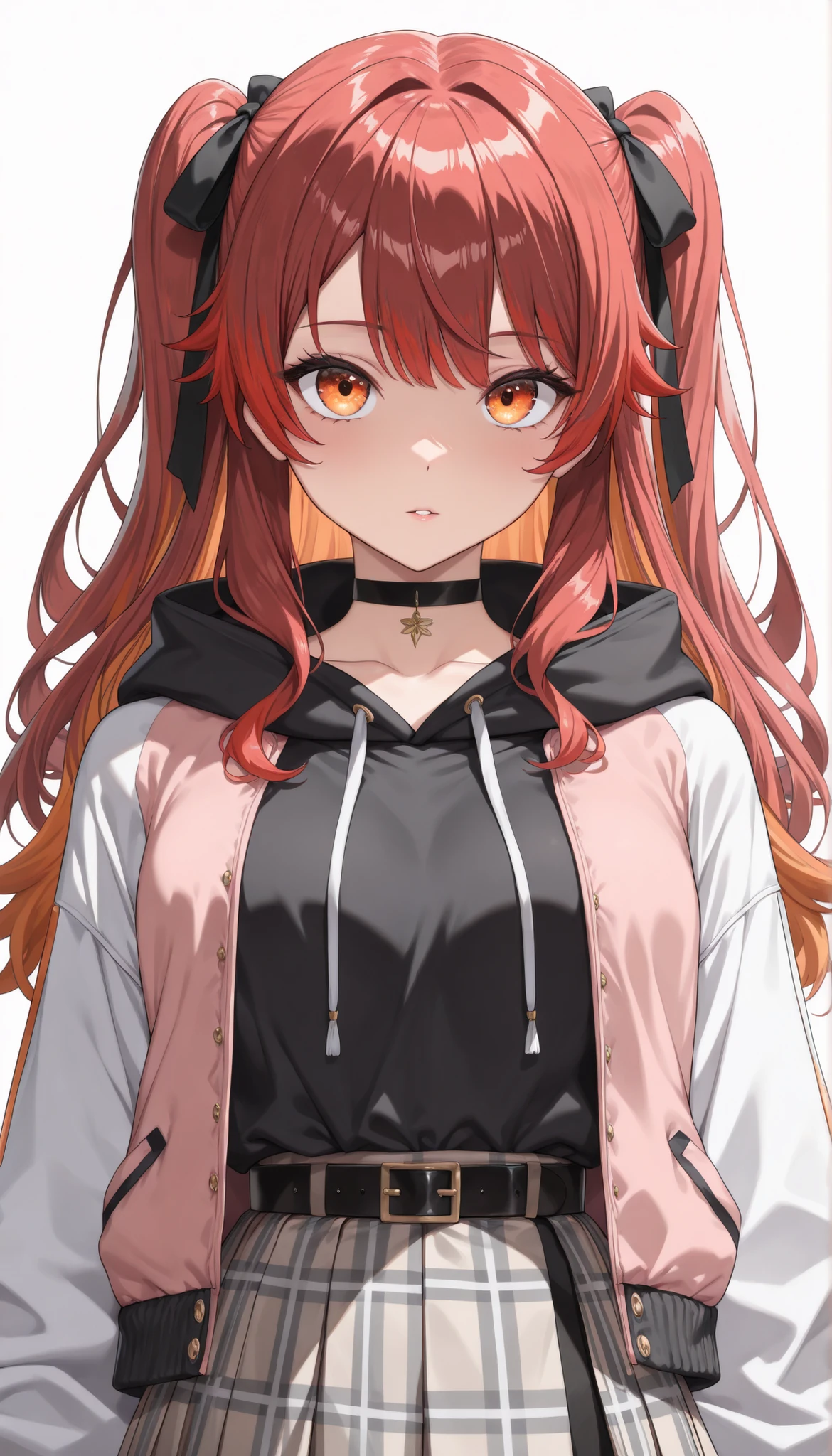 full body Esbian, fluffy red hair, Red hair,Fishing eyes, (((Braided shorthair))), ((asymmetrical length pigtails)), ((Keep your hair down)), Slightly red tide,Gold eyes, Staring at me, Smile with a kind face, dark apartment late at night,Brown boots,((In front of the front door of an old apartment)),aisle,((In front of the entrance)),((Gray hoodie)),swollen face,A face that looks like it's turned away,(((close up of face))),((Perspective from above)),