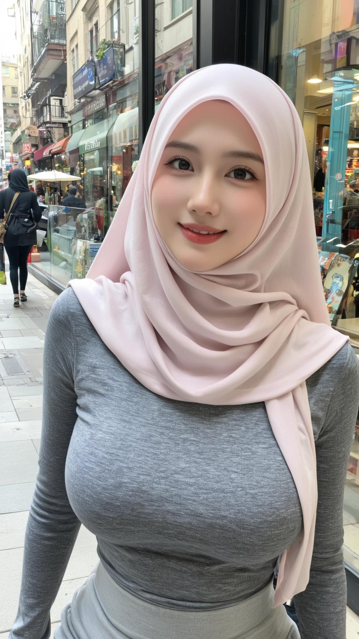 Chubby adorable, 1 girl, (face to face), 10 years old, baby face, happy, half body portrait, (face details: 1), (eye details: 1), ((???????????)). wearing transparent transparency softpink long shirt, hijab, .. Cute posed. proportional body. Ultra High Res. realistic: 1.4, UHD, (floral pattern)