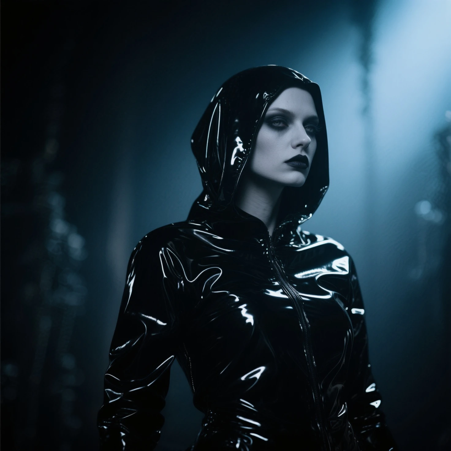 Slavic female demon, pale skin, evil slavic woman, long dark blond hair, shot with a Nikon Z7 and Nikon Z 58mm f/0.95 S Noct lens, Dressed in  , posing for photo, red neon behind her, Gothic aesthetic, Very beautiful gothic top model, Goth woman, Queen of dark gothic, Gothic horror vibe, Dark synth vibes, Dark and intricate, Gothic and futurism,  , Gothic atmosphere, Dark demonic dancer, Ornamental gothic - cyberpunk, red lights, ultra detailed, Hyper-realistic, masterpiece.