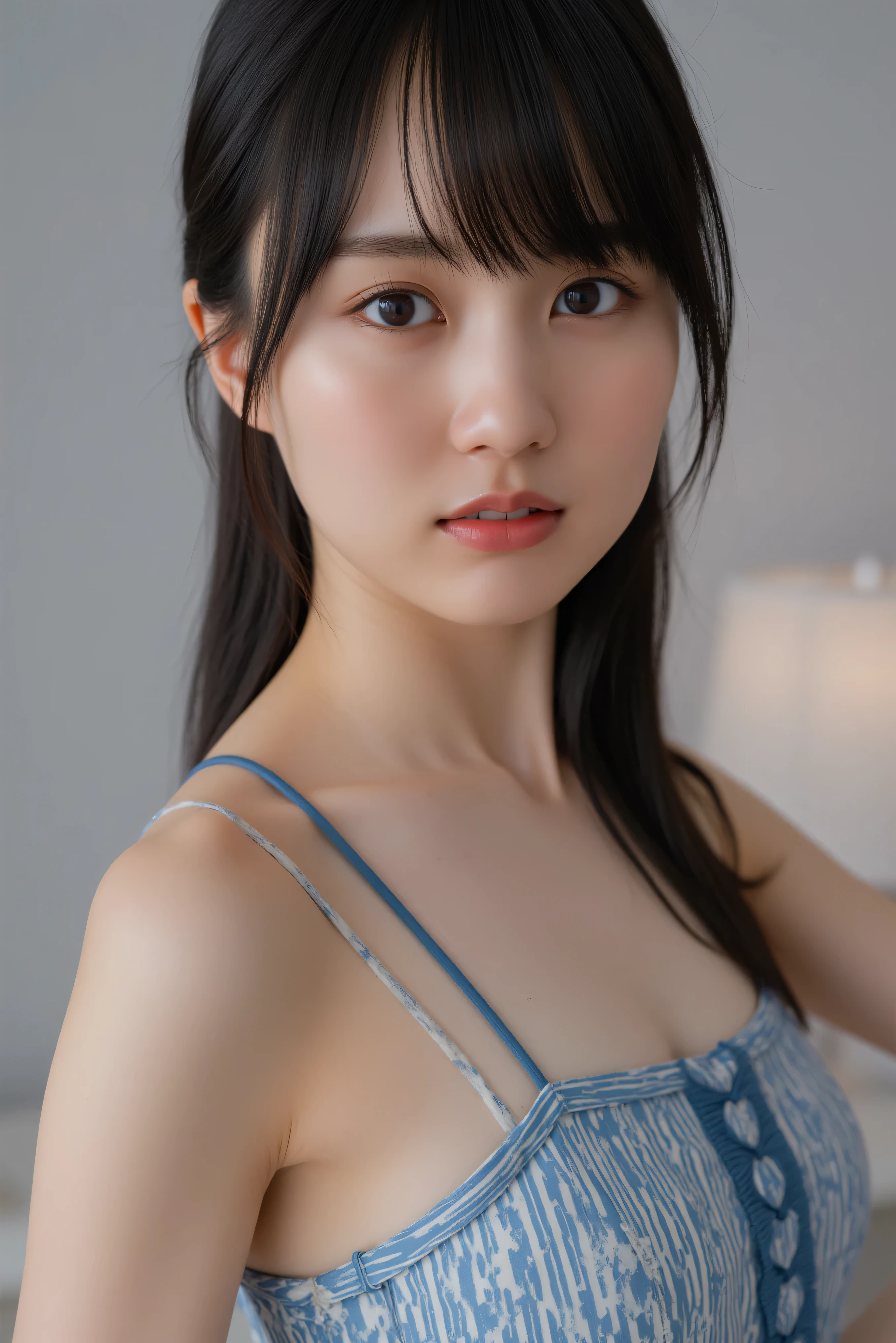 1girl, woman, masterpiece, best quality, highest quality, cinematic lighting, (volumetric lighting), extremely detailed CG unity 8k wallpaper, focused, 8k wallpaper, extremely detailed, ultra realistic, photorealistic, sharp focus, absurdres, (HDR:1.2), (high contrast), photograph, detailed and intricate, instagram, portrait, highly detailed, digital painting, artstation, concept art, smooth, sharp focus, illustration, cinematic lighting, (Large :1.2), medium shoulder, show thighs, shirt, black skirt, headshot photography,, eye level angle, Full shot: Canon EF 16-35mm f/2.8L III USM lens on a Canon EOS 5D Mark IV camera, Night: Sony A7S III camera with a Sigma 35mm f/1.2 DG DN Art lens, Historical: Fujifilm GFX 100S with Fujinon GF 23mm f/4 R LM WR lens or Nikon Z7 II with Nikkor Z 50mm f/1.2 S lens