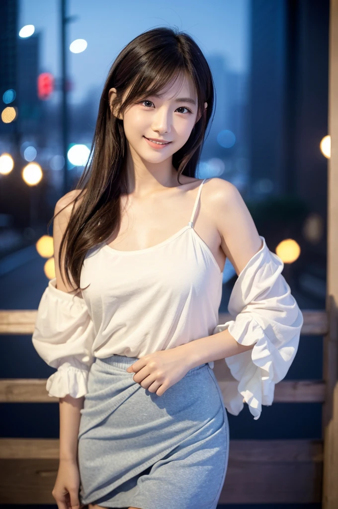 (((Roll up the skirt yourself)))、(((Lift your skirt yourself)))、(((Lifting her skirt to show her )))、A very cute face like an idol、Looks like a young face、20-year-old female、Gentle and cute、A kind smile、((In a blouse))、((Colored ))、(((White )))、(((whole bodyの姿)))、Cleavage、A crowded bar、Cinema lighting、Natural light、whole body、Artistic、RAW Photos、Genuine、High quality that is indistinguishable from real life、realism、Real Stick、High resolution、masterpiece