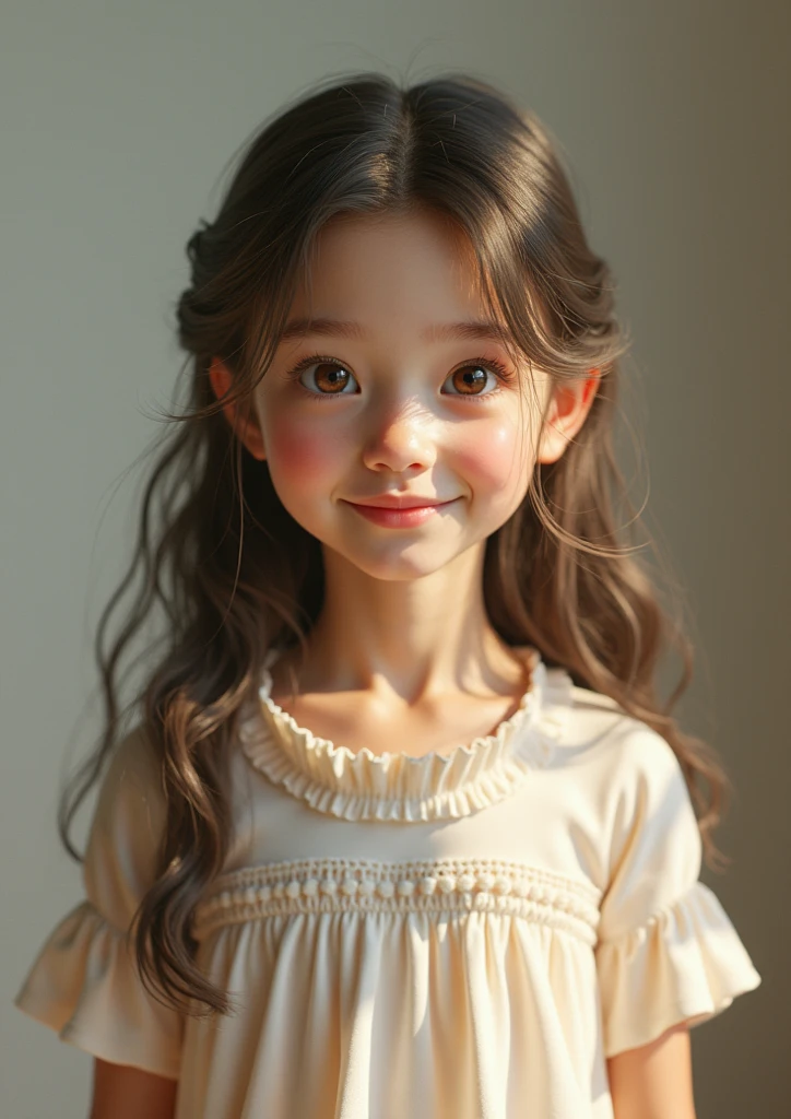 girl, multiple poses and expressions, children's book illustration, style, simple, cute, 12 years old, bright colors, long brown wavy hair, olive skin, red dress