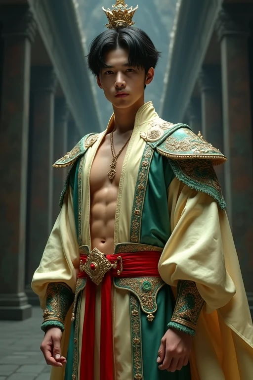 (1boy, photorealistic:1.4, ultra realistic, masterpiece:1.2, best quality, 4k, 8k), Create a photorealistic image that embodies the regal and charismatic nature of the zodiac sign Leo. Feature a striking male model with a commanding presence, standing confidently in an opulent setting filled with golden hues and dramatic lighting. Surround him with symbols of royalty, such as a majestic throne, rich tapestries, and a crown that hints at his fiery spirit. The model’s attire should be luxurious,  and bold, reflecting Leo’s love for the dramatic and the theatrical. Capture the essence of his fierce and passionate nature through dynamic poses and intense expressions. The backdrop should exude a sense of grandeur and splendor, showcasing Leo’s innate ability to captivate and inspire those around him, (detailed face, delicate skin, ultra realistic skin, shot on Nikon d850 50mm, dlsr, RAW)