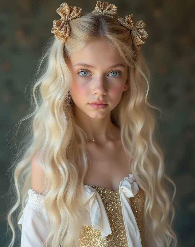 beautiful little medieval russian princess girl 8 year old, long blonde wavy hair, being harassed and  in a dark room  white dress by an older man 35 years old touching her legs, kissing her breasts