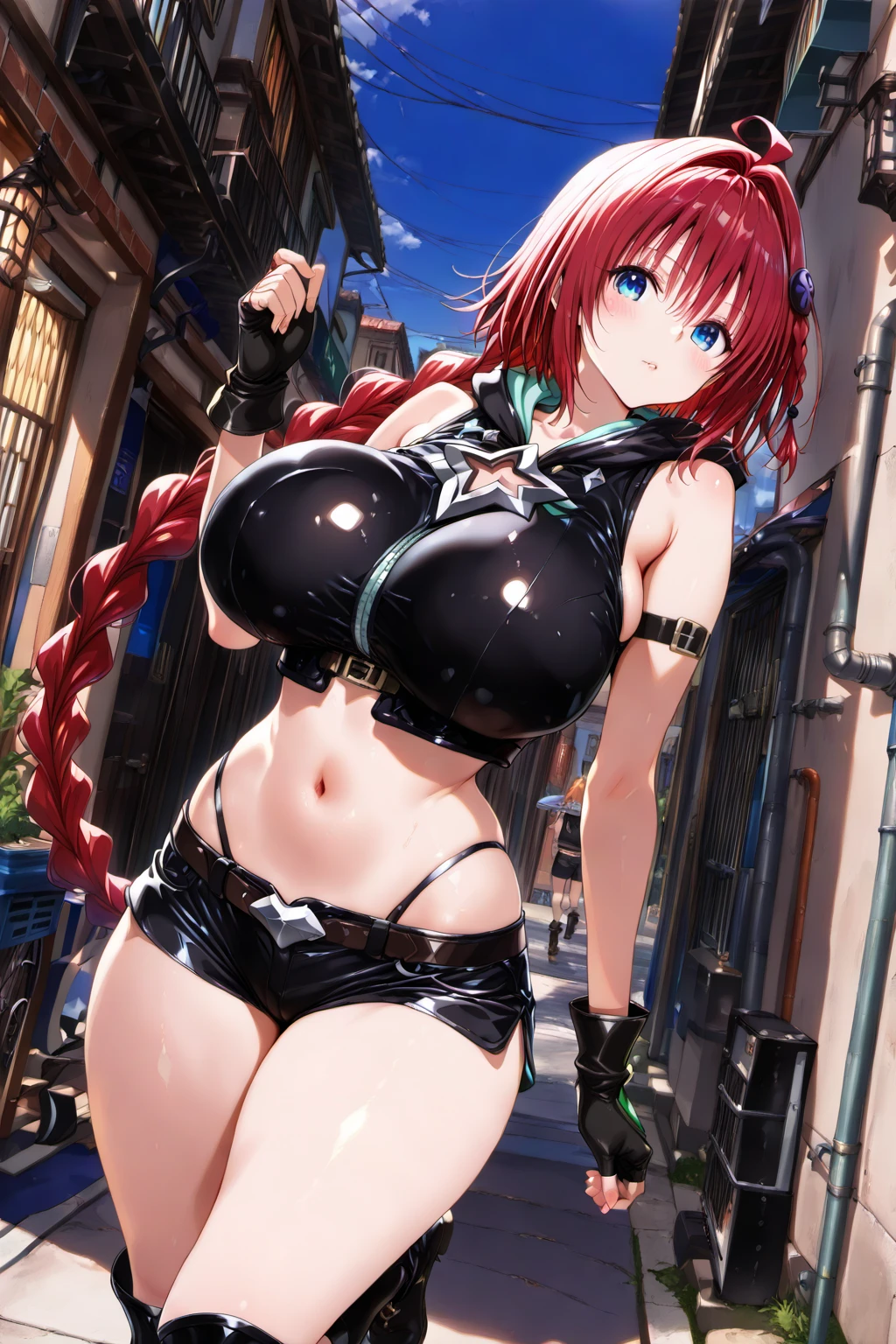 (masterpiece:1.2, best quality:1.2, beautiful, high quality, highres:1.1, aesthetic), detailed, extremely detailed, ambient soft lighting, 4K, perfect eyes, perfect face, perfect lighting, 1girl, solo, Rias Gremory, rias form high school dxd, huge ass, huge breasts, huge thighs, narrow waist, wide hips, thick thighs, curvy, blue eyes, red hair, antenna hair, wavy hair, , , wrapped in ribbons, , tied down, trapped in a box, smile,