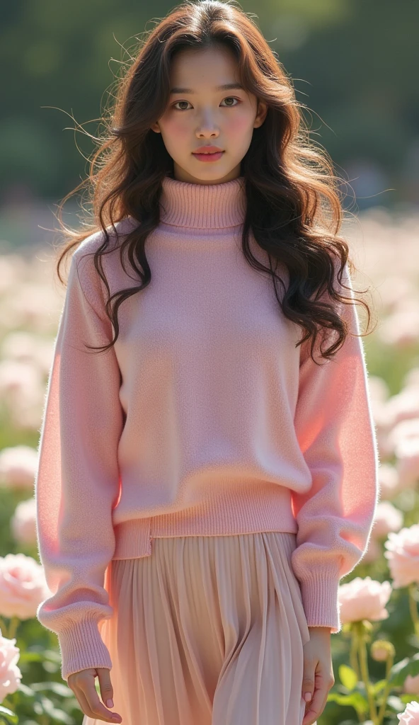 (masterpiece, Highest quality, High resolution), I grew four flowers. (oshi no ko), Sian Carcadigan, sweater, thin_purple_shirt,, Are standing, , alone,