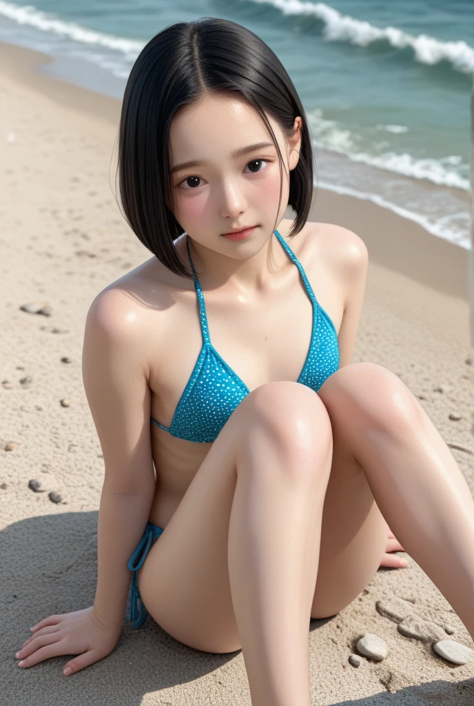 (Browsing Caution:1.3)、、 ,Pokemon Leak, Hair Clip、(Frill bikini with white mint green lines:1.2)、blue eyes、
 ,,,Sweat, wet with Sweat, Shin, Heel, feet, Five Fingers, Beautiful Hands, , alone, ,  feet, (socks:0),I't't'flip flops, release feet, , release feet, Sandy Beach,,dim、evening、, thin, No muscles, Normal body,
