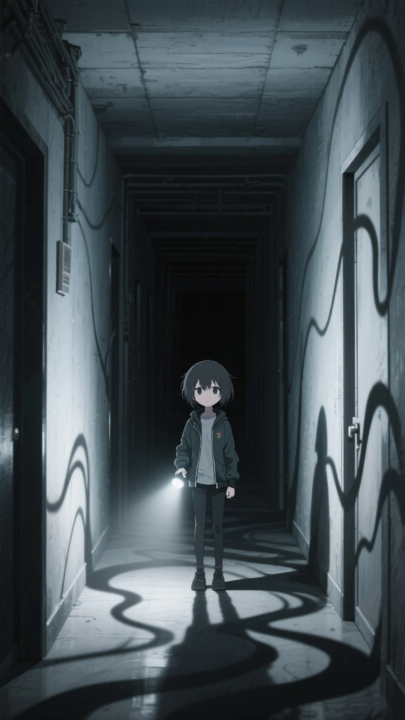 yandere woman, student aesthetics, is standing in front of the door, It's yandere.