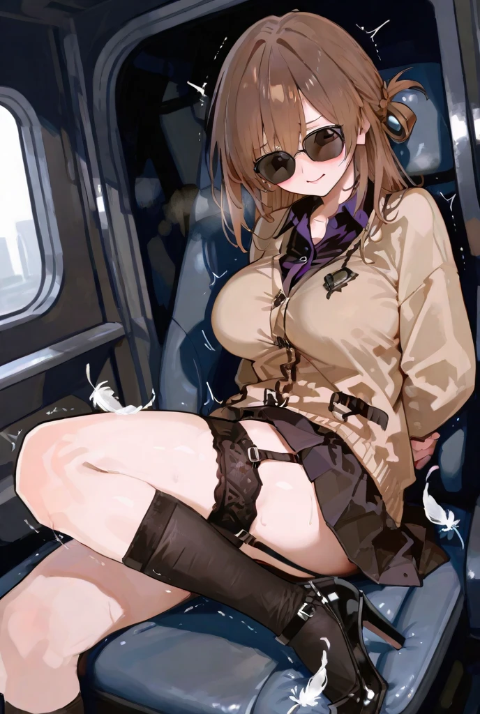 Short haircut、Blonde、tits、Cabin attendant、garter belt、Open your legs while crouching、Perfect body