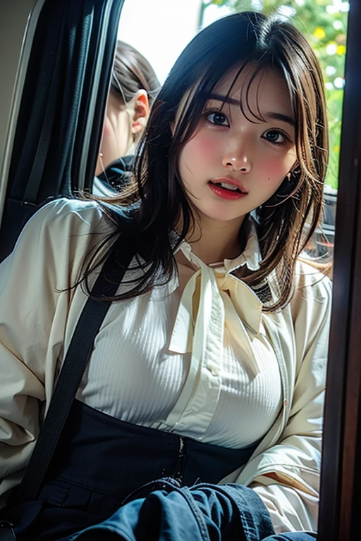 (masterpiece:1.2, highest quality), bokeh, 1 high school girl, 
(Japanese idle:1.6), Plump breast, Blushed face, updo, Looking at the viewer, standing at the train railway, high school uniform:1.6), sundown, Close up, expresses the roundness and softness of your chest
